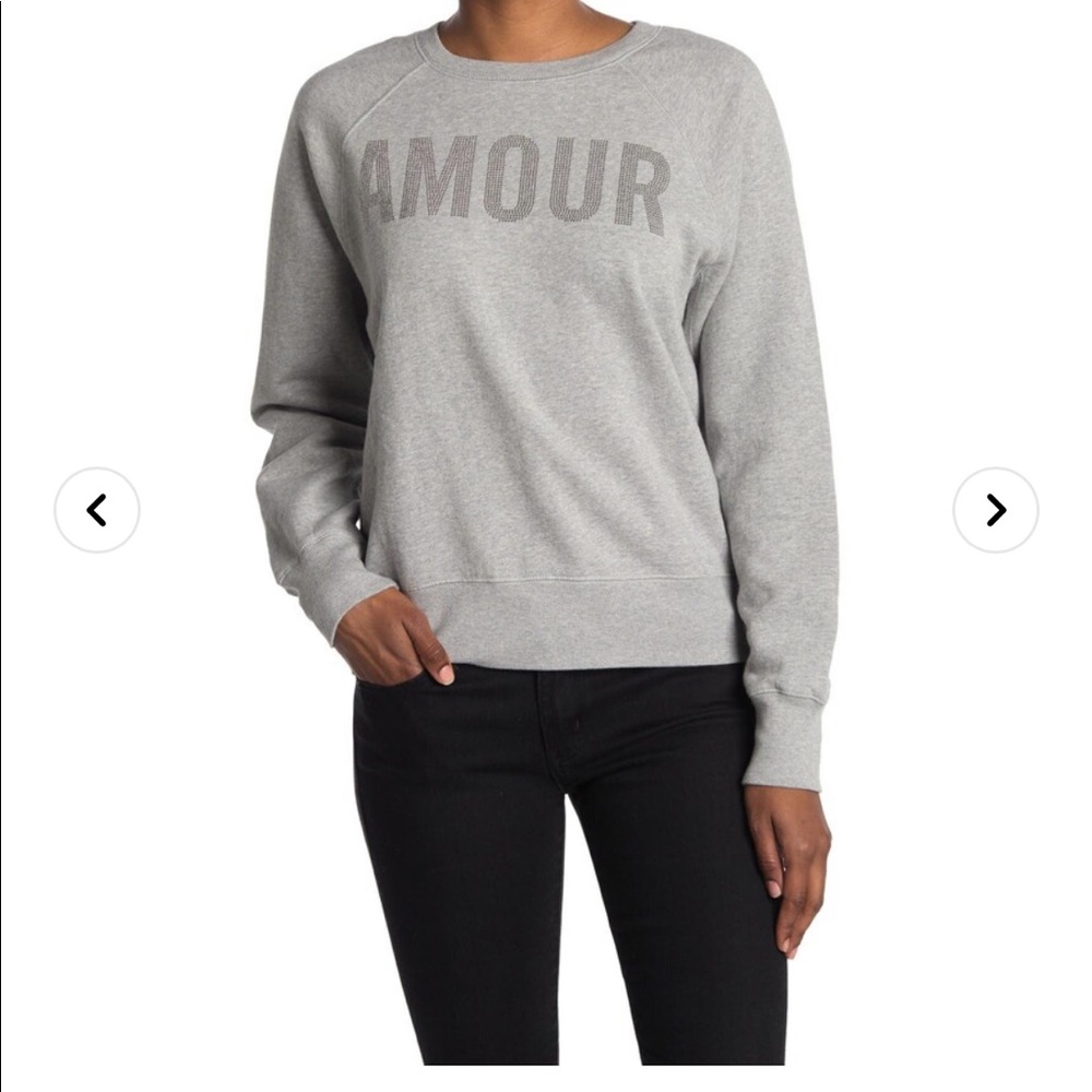 Zadig & Voltaire Upper Strass Amour Embellished sweatshirt(Gray)